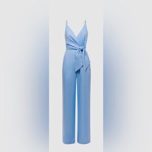 Reiss Ellen Side Tie Elegant Blue Linen Women's Jumpsuit - NWOT - 2